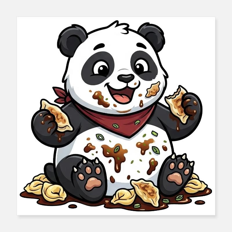 Panda mignon avec Tortellini Chaos Poster 40 x 40 cm