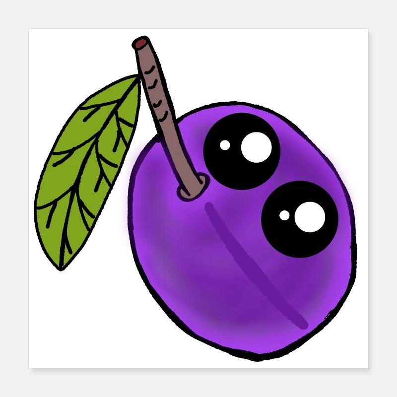 Fruit de prune Kawaii Fruit de prune Poster 40 x 40 cm