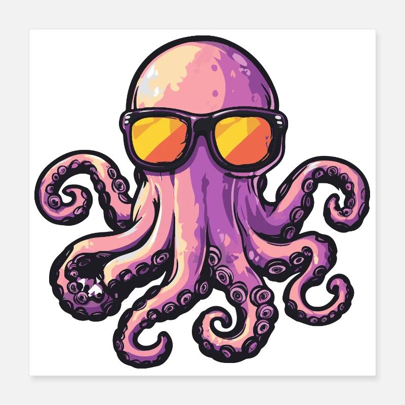 Vacances de bandes dessinées Octopus Poster 40 x 40 cm