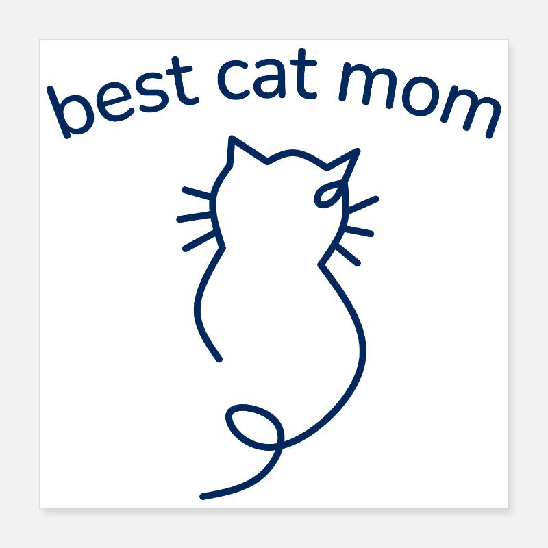 Meilleure maman de chat minimaliste Silhouette Poster 40 x 40 cm