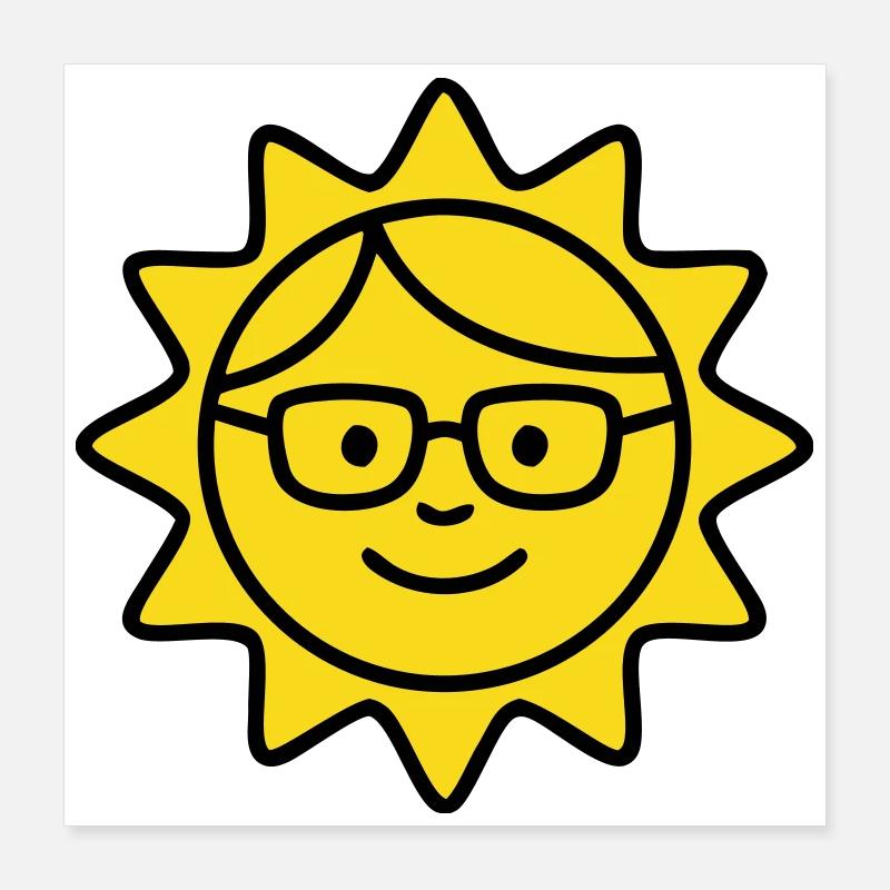 Lachende Sonne Brille Comic Poster 40x40 cm