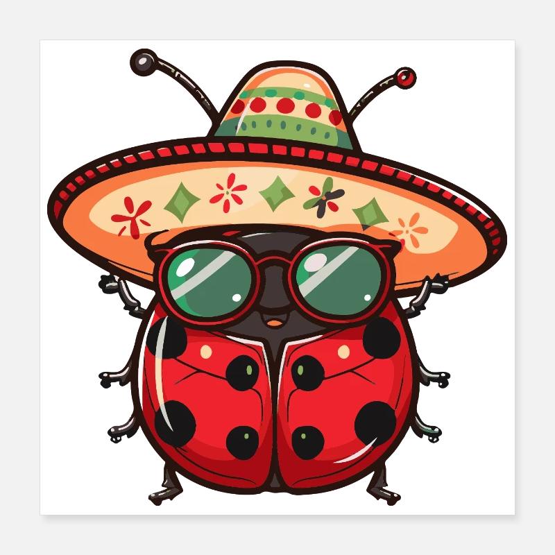 Ladybug Sombrero Poster 16" x 16" (40x40 cm)