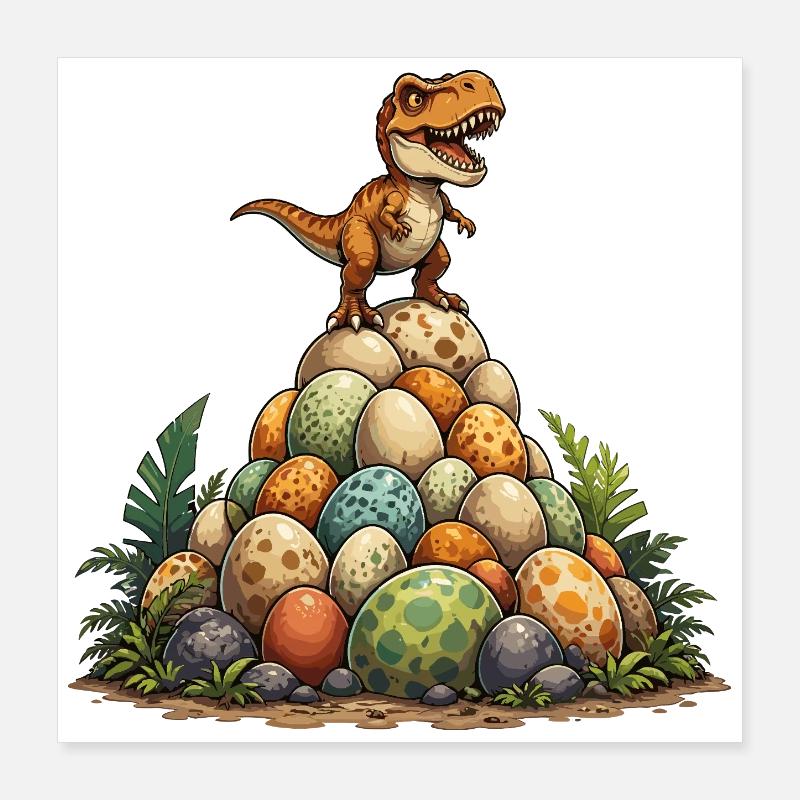 Petit Dino sur Egg Hill Poster 40 x 40 cm