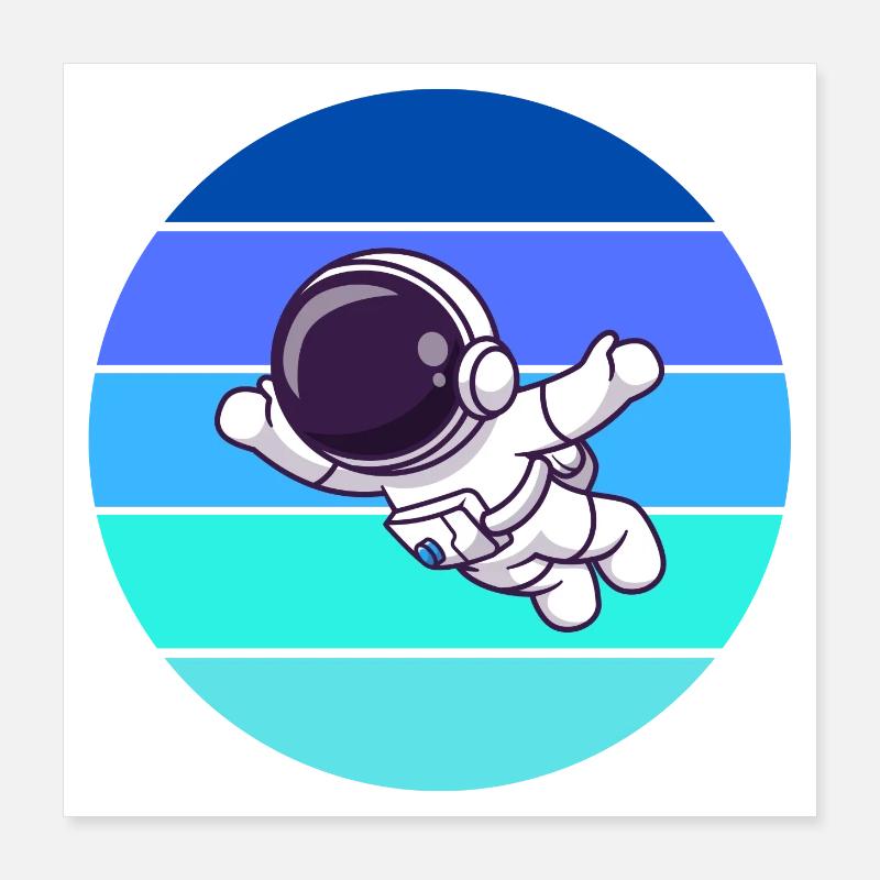 astronaut, rocket, flying Poster 16" x 16" (40x40 cm)