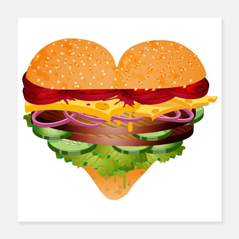stuffed burger bun in heart shape variation Poster 16" x 16" (40x40 cm)