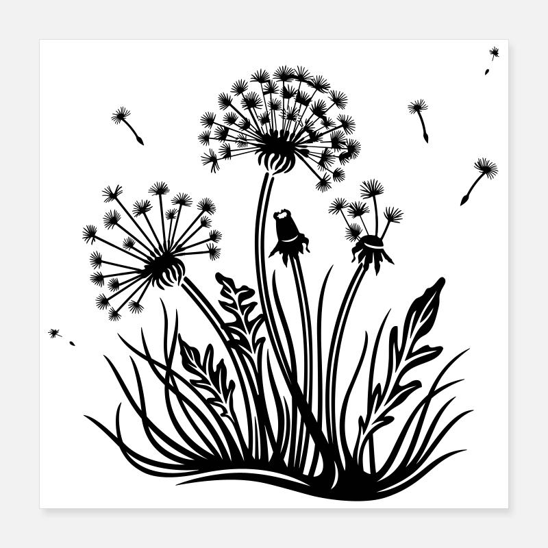 Meadow, dandelion, summer and spring. Poster 16" x 16" (40x40 cm)