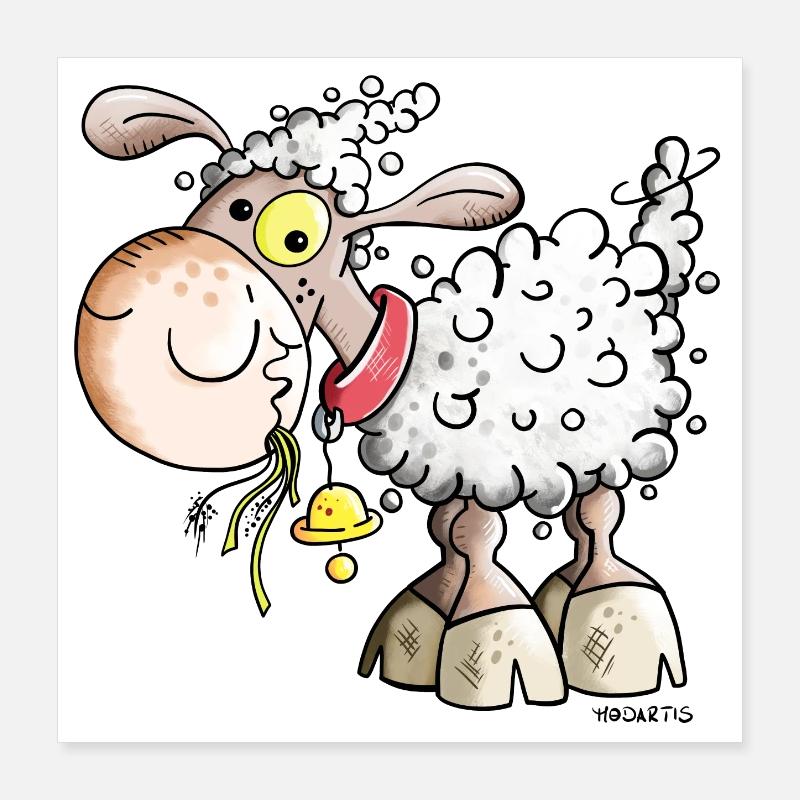 Schaf auf der Weide Poster 40x40 cm