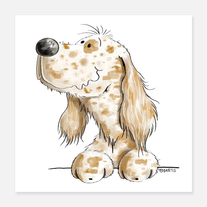 Englischer Setter Kopf I Hunde Comic Geschenk Poster 40x40 cm