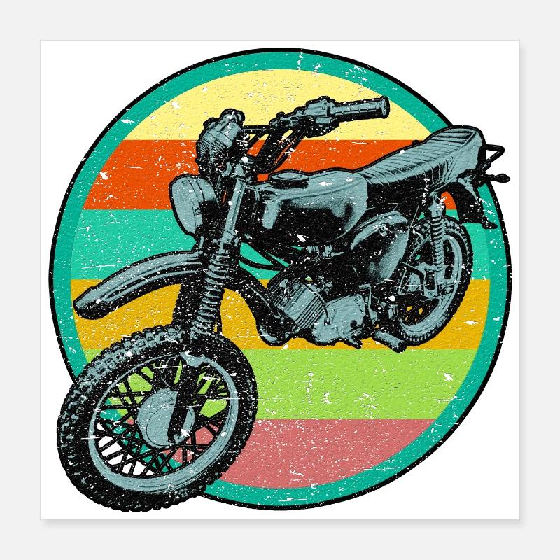 Retro Moped Relief Patch 3D used look Poster 40x40 cm