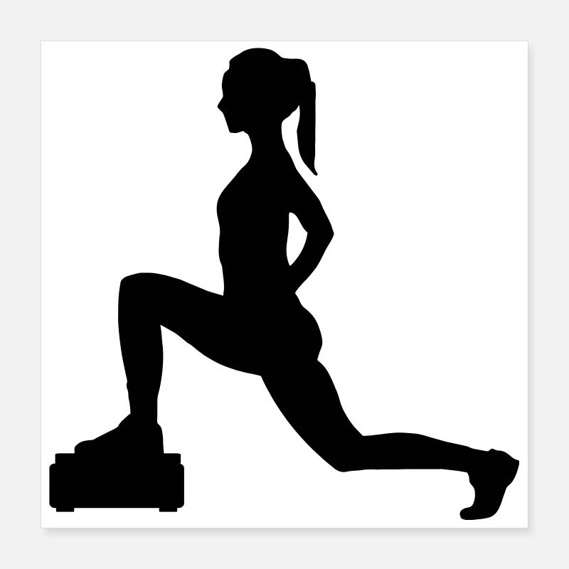 Mädchen oder Dame, die Schritte oder Aerobic macht Poster 40x40 cm