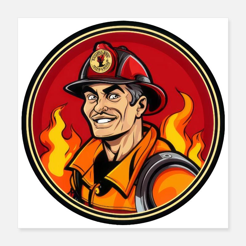 Fireman Poster 16" x 16" (40x40 cm)