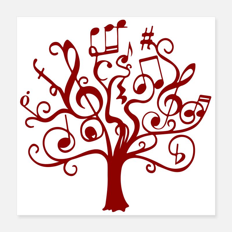 Red Note Tree Poster 16" x 16" (40x40 cm)