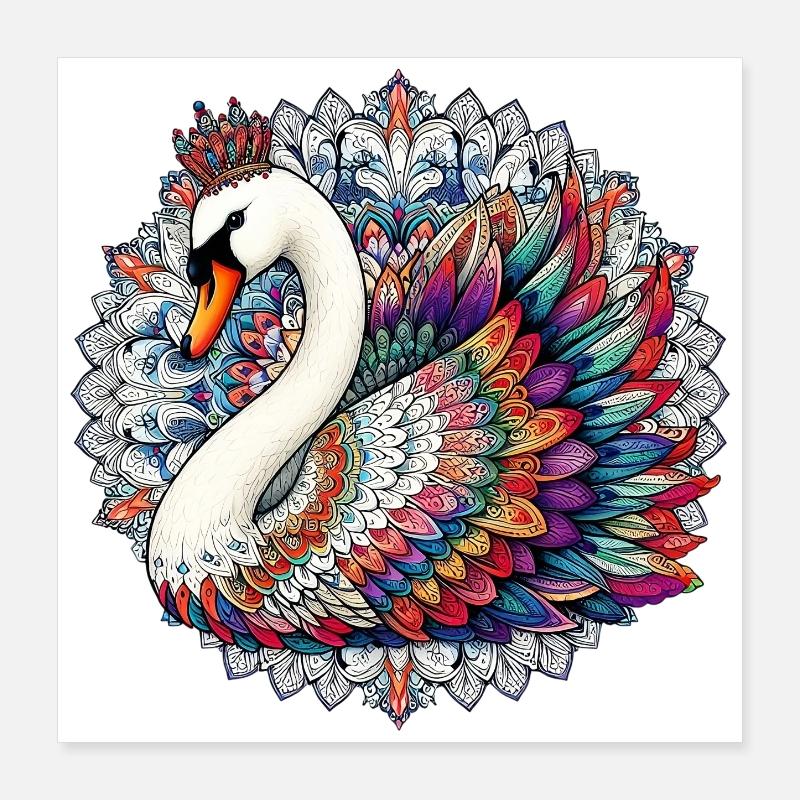 Swan decorated with Mandalas Poster 16" x 16" (40x40 cm)