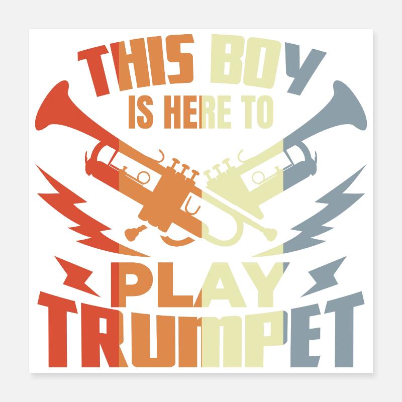 Junge der Trompete spielt Poster 40x40 cm