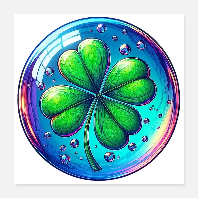 Vierblättriges Kleeblatt Poster 40x40 cm