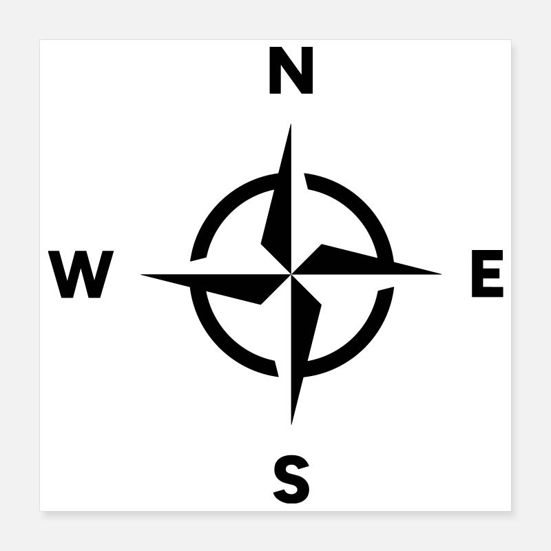 Compass Navigation Orientation Cardinal Direction Poster 16" x 16" (40x40 cm)
