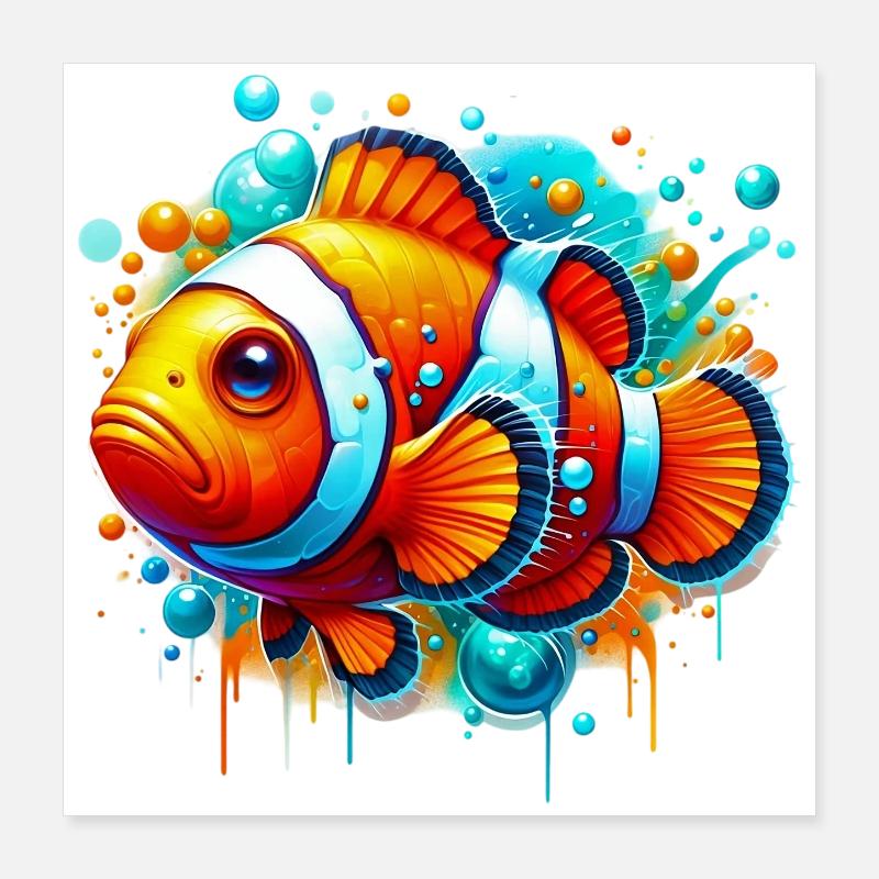 Poisson-clown Poster 40 x 40 cm