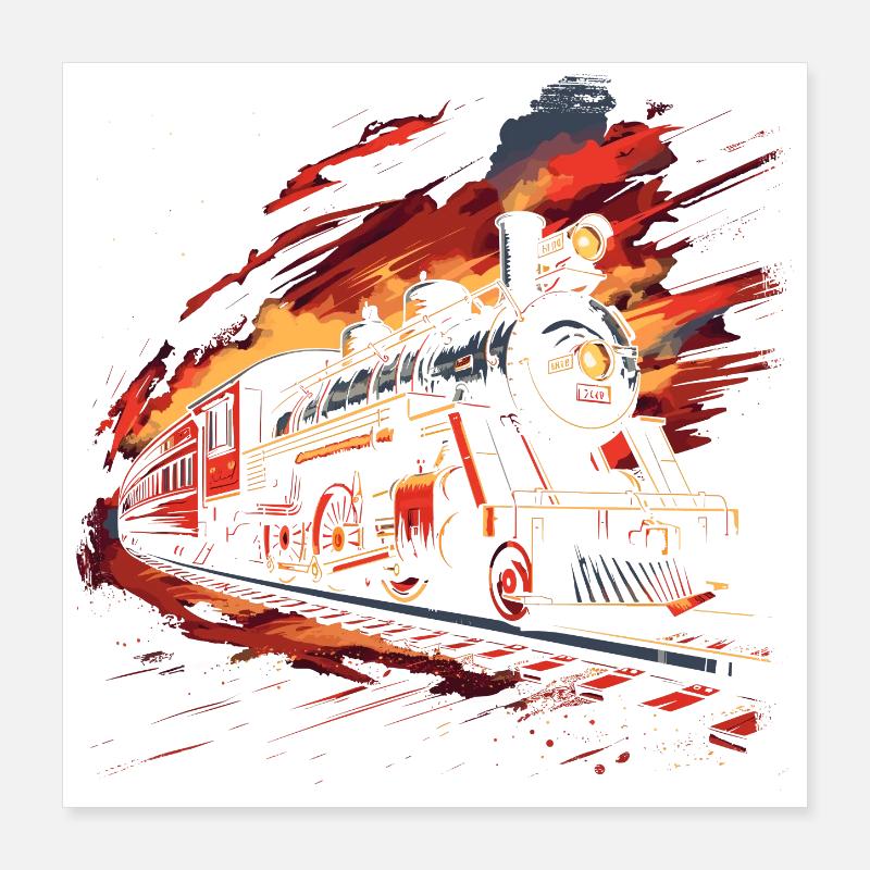 Eisenbahn Retro Stil Poster 40x40 cm