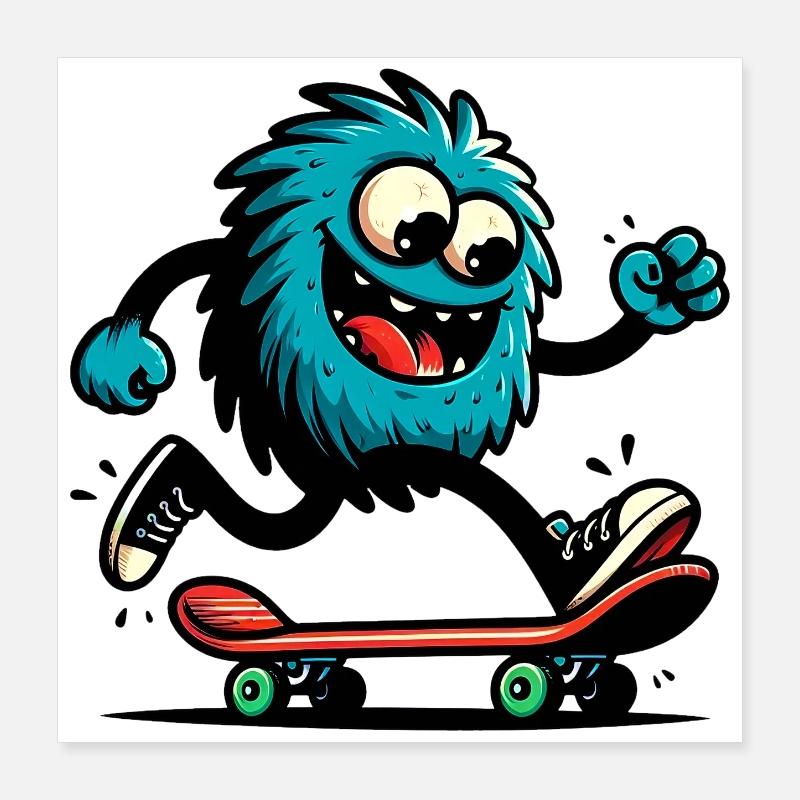 extraterrestre martien extraterrestre sur skateboard Poster 40 x 40 cm