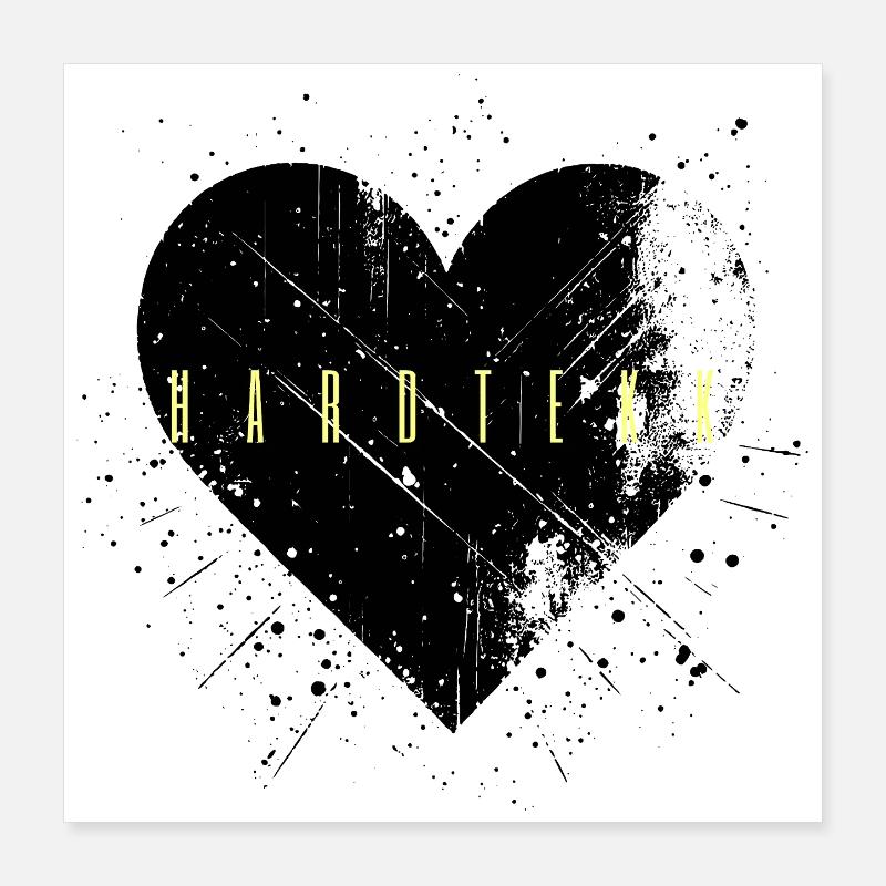 Hardtekk Hard Tekk Hardstyle Techno Herz Poster 40x40 cm