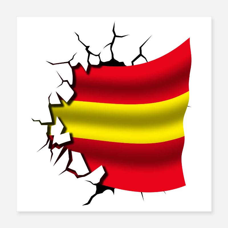 Drapeau de l’Espagne - Espagne - Drapeau Broken Design Poster 40 x 40 cm