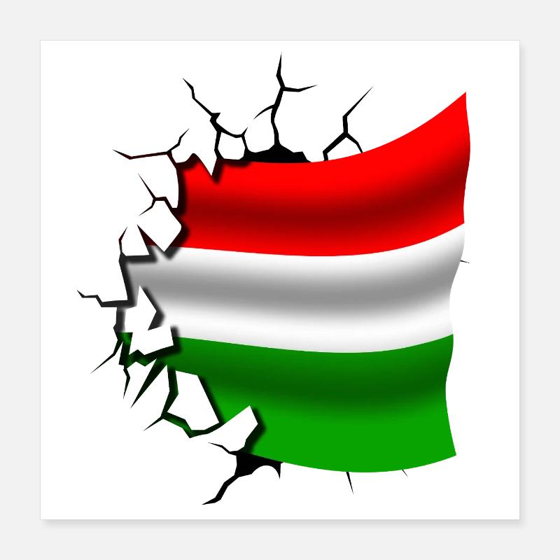 Drapeau de la Hongrie - Hongrie - Drapeau Broken Design Poster 40 x 40 cm