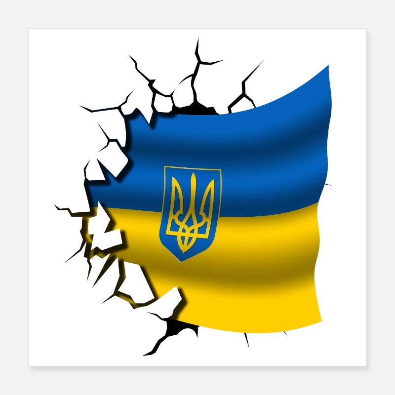 Drapeau de l’Ukraine - Ukraine - Drapeau Broken Design Poster 40 x 40 cm