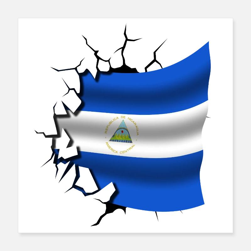 Drapeau du Nicaragua - Nicaragua - Drapeau Broken Des Poster 40 x 40 cm