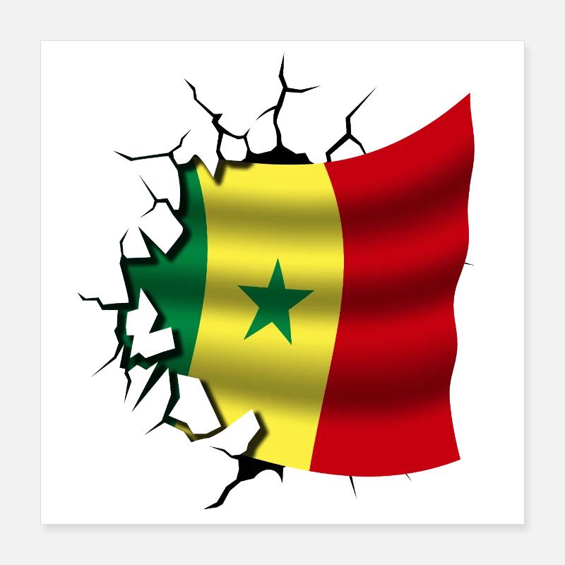 Drapeau du Sénégal - Sénégal - Drapeau Broken Design Poster 40 x 40 cm