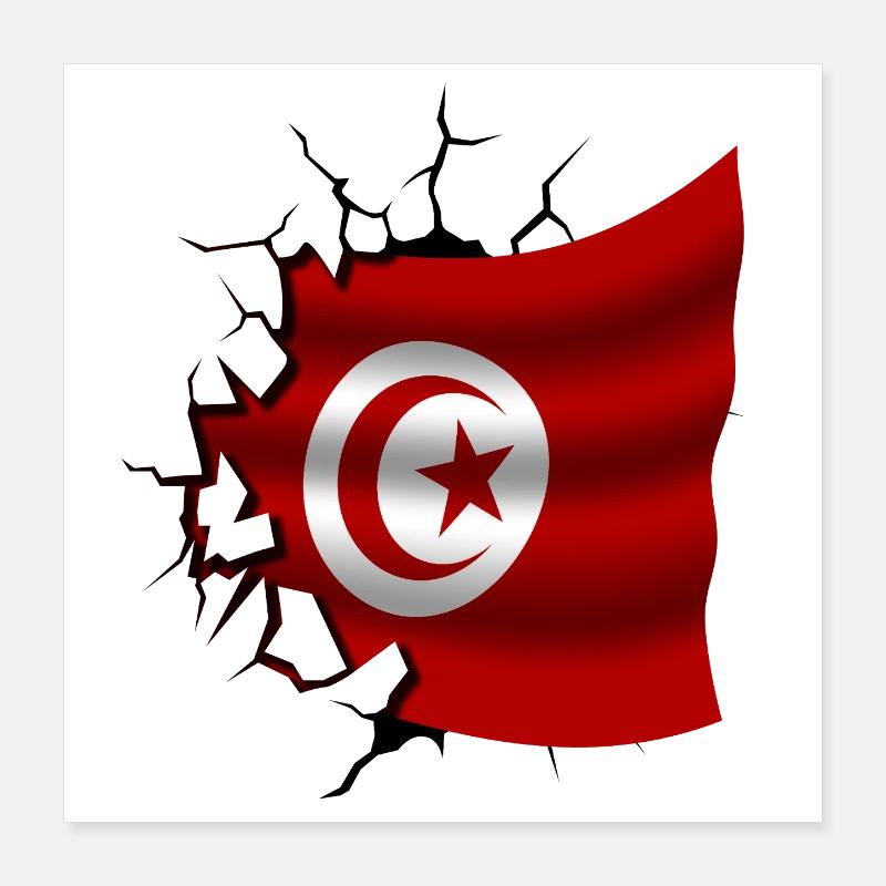 Drapeau de la Tunisie - Tunisie - Drapeau Broken Design Poster 40 x 40 cm