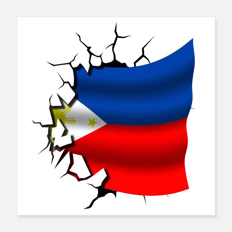 Philippine - Flagge gebrochen Poster 40x40 cm