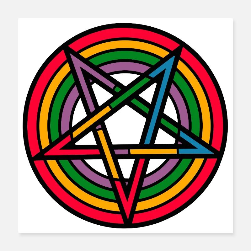 Rainbowpentagram Poster 40x40 cm