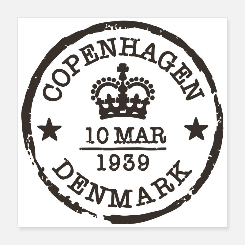 Vintage Copenhague Danemark Cachet de la poste Poster 40 x 40 cm