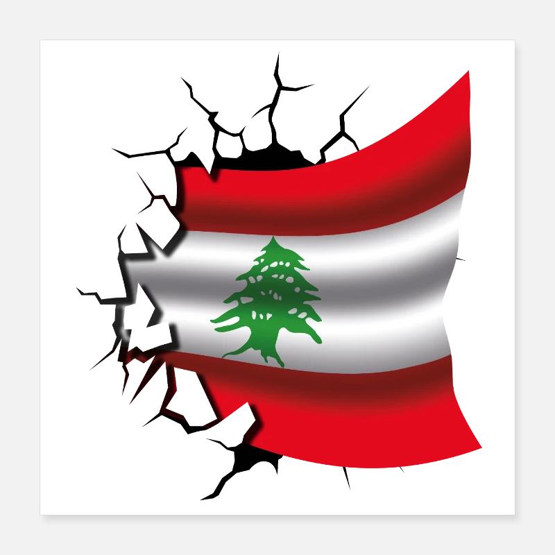 Flagge des Libanon - Flagge Broken Design Poster 40x40 cm