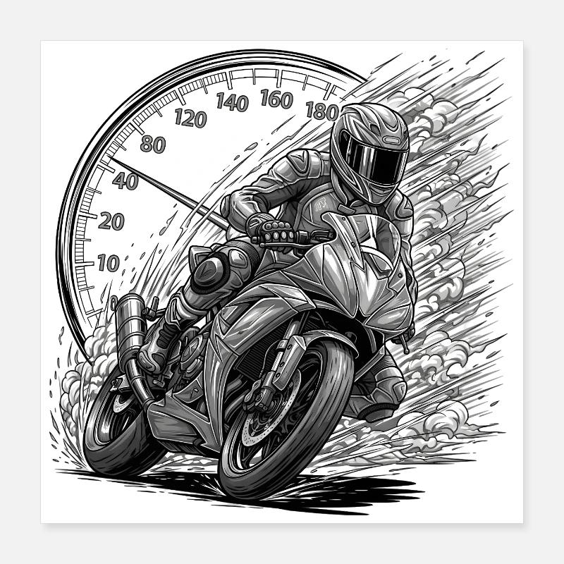 Biker driven by speed Poster 16" x 16" (40x40 cm)