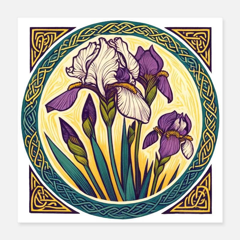 Intricate Irish Iris Celtic Artwork Poster 16" x 16" (40x40 cm)
