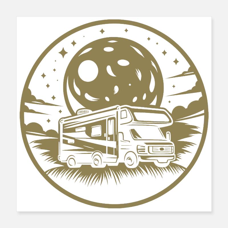 Motorhome Silhouette Camping Poster 16" x 16" (40x40 cm)