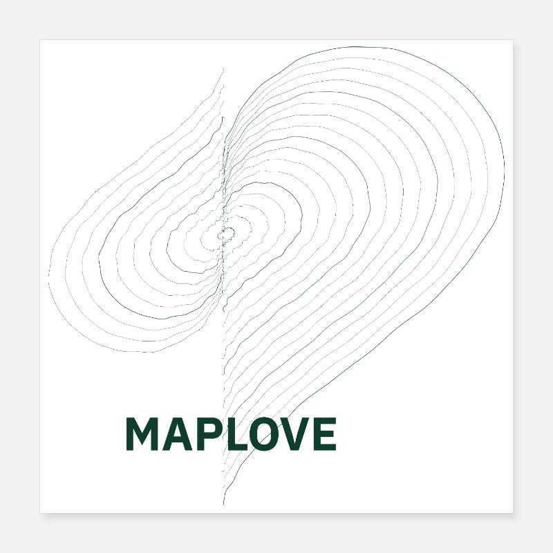 Geometric heart with map Poster 16" x 16" (40x40 cm)
