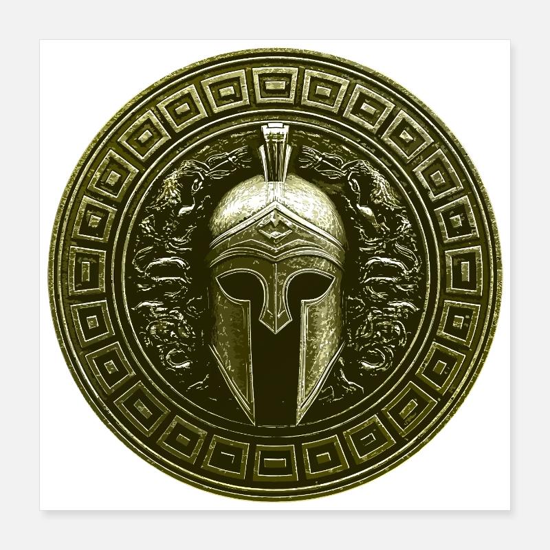 Spartan Helmet Mythology Gladiator Poster 16" x 16" (40x40 cm)