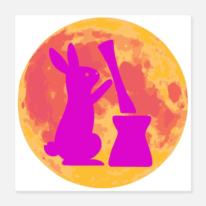 Gâteau de riz Moon Bunny Stomps – Full Moon Design Poster 40 x 40 cm