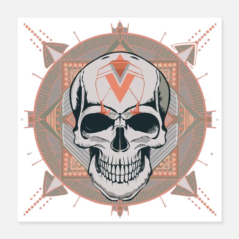 Mandala de crâne cybergéométrique Poster 40 x 40 cm