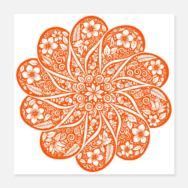 Sweat à capuche floral Batik Mandala dans le style rétro boho Poster 40 x 40 cm