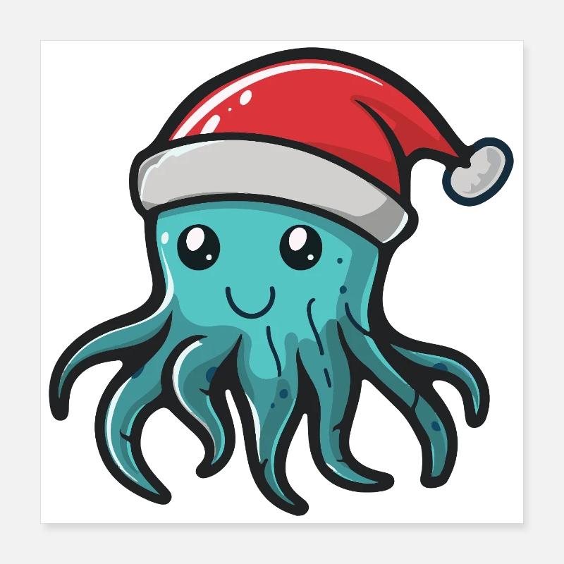 Méduse Noël Poster 40 x 40 cm