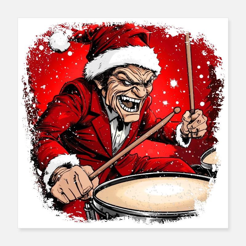 Batteur Santa Claus Poster 40 x 40 cm