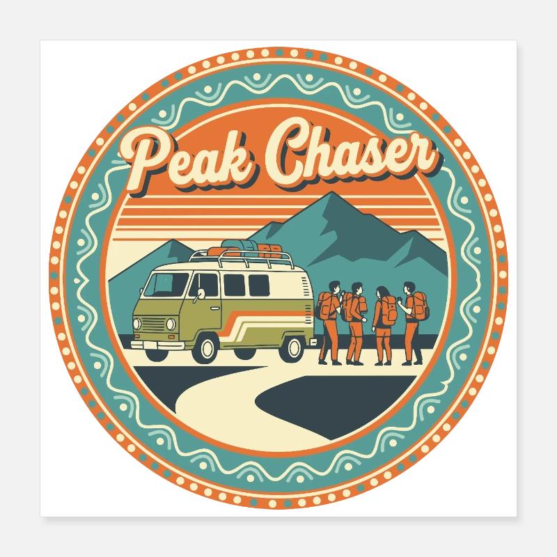 Peak Chaser Retro-Abenteuer Poster 40x40 cm