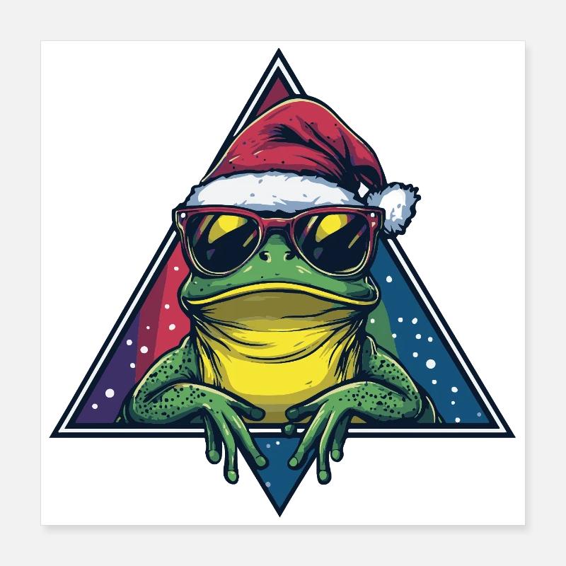 Frosch im Santa Triangle Poster 40x40 cm