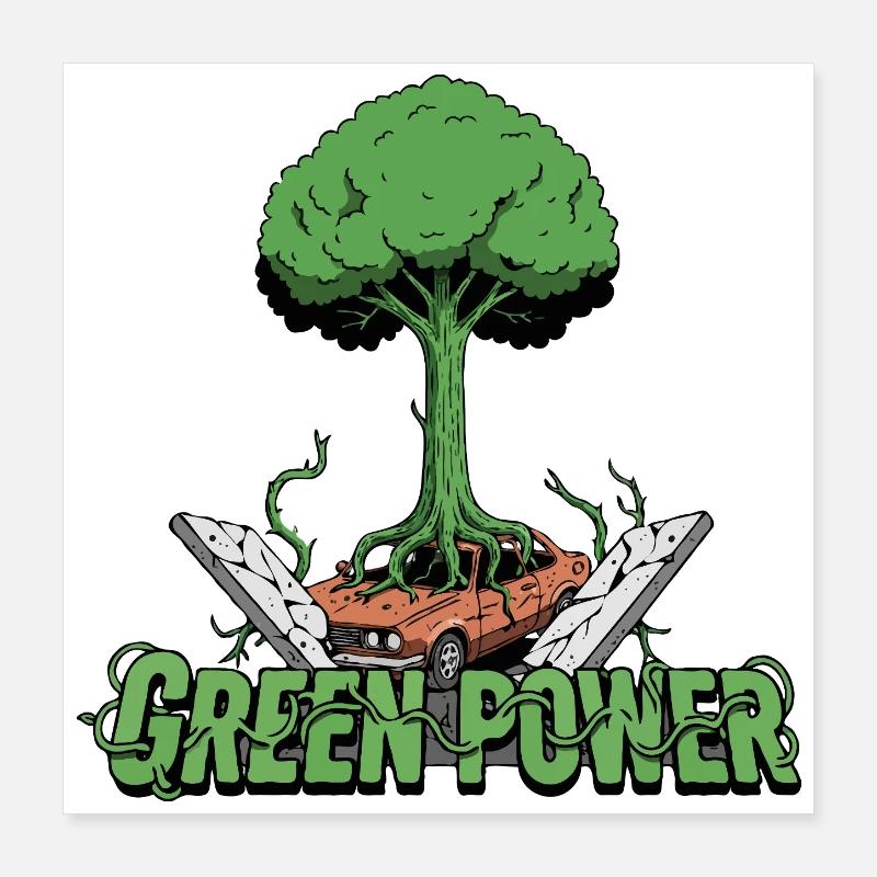 Arbre d’énergie vert Poster 40 x 40 cm
