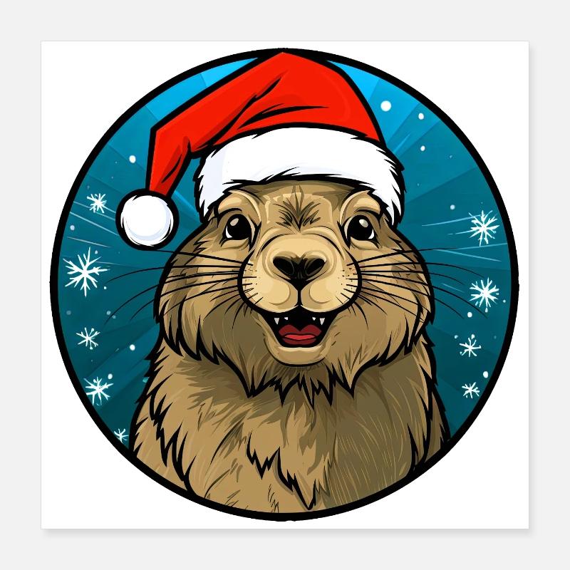 Weihnachtsmann Murmeltier Poster 40x40 cm