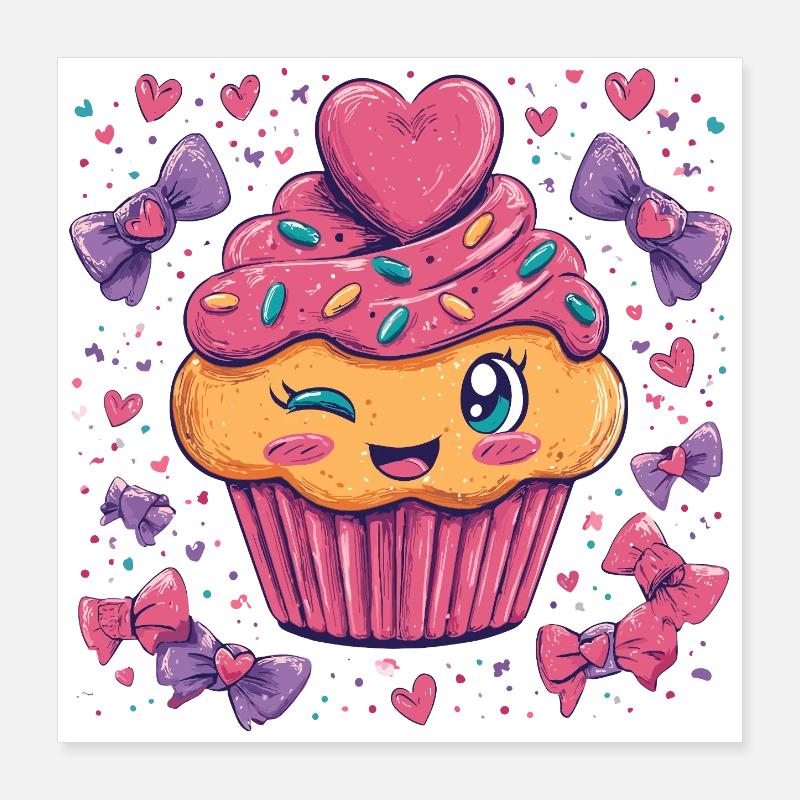 Herzsprinkle Cupcake Charme Poster 40x40 cm