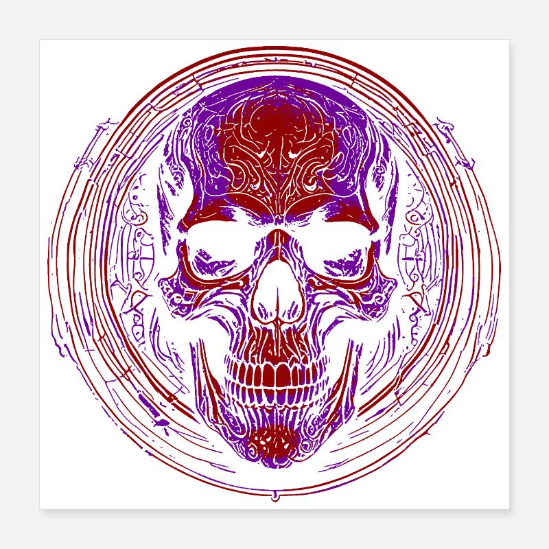 Mandala du Crâne Pourpre Poster 40 x 40 cm